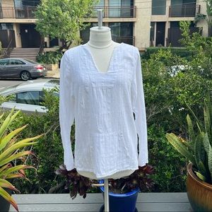 XIRENA Popover Top Kangaroo Pockets White Size Small 100% Cotton